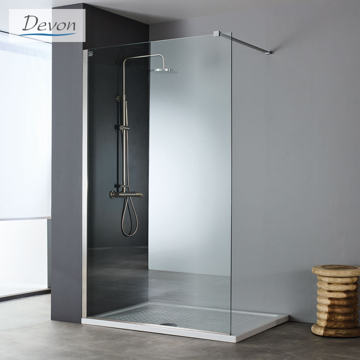 DEVON WALK-IN διαχωριστικό ντους, INOX AISI 304, διάσταση 76-78 εκ