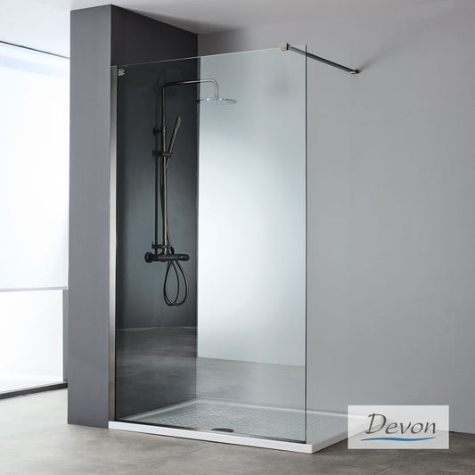 DEVON WALK-IN διαχωριστικό ντους, INOX AISI 304, διάσταση 136-138 εκ