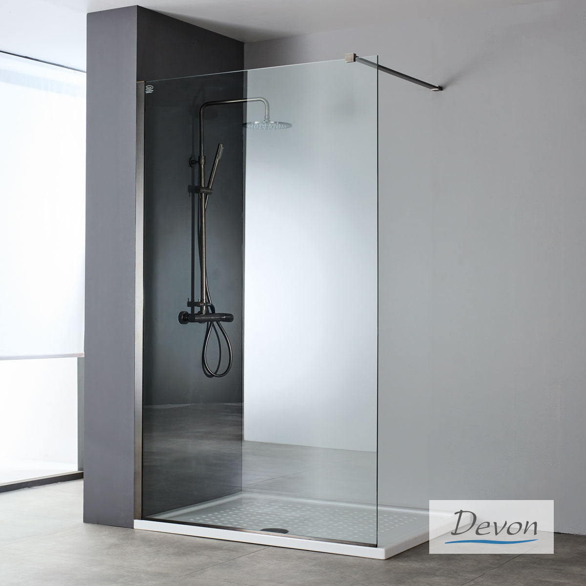 DEVON WALK-IN διαχωριστικό ντους, INOX AISI 304, διάσταση 117-119 εκ